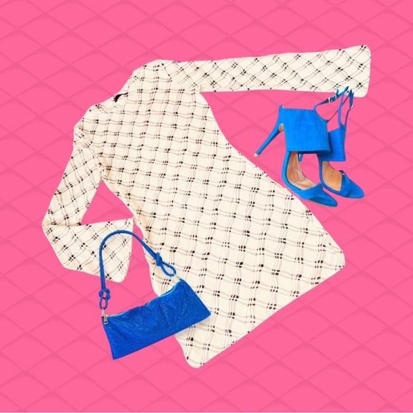 Plaid Dress with Flared Sleeves M - Picture 1 of 16